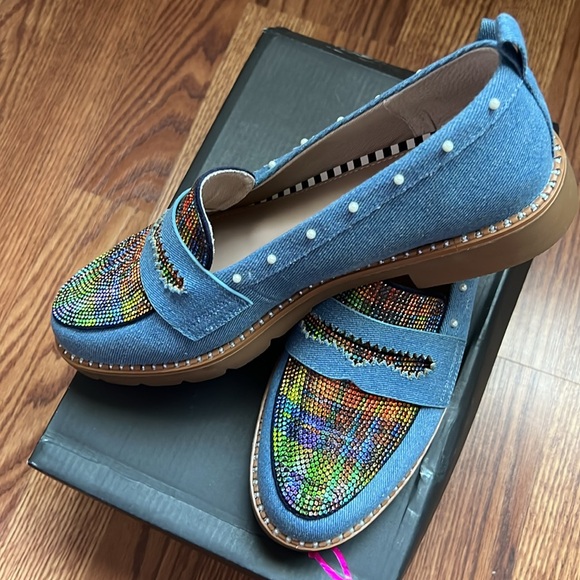 Betsy Johnson canvas sparkly loafers - Picture 2 of 5